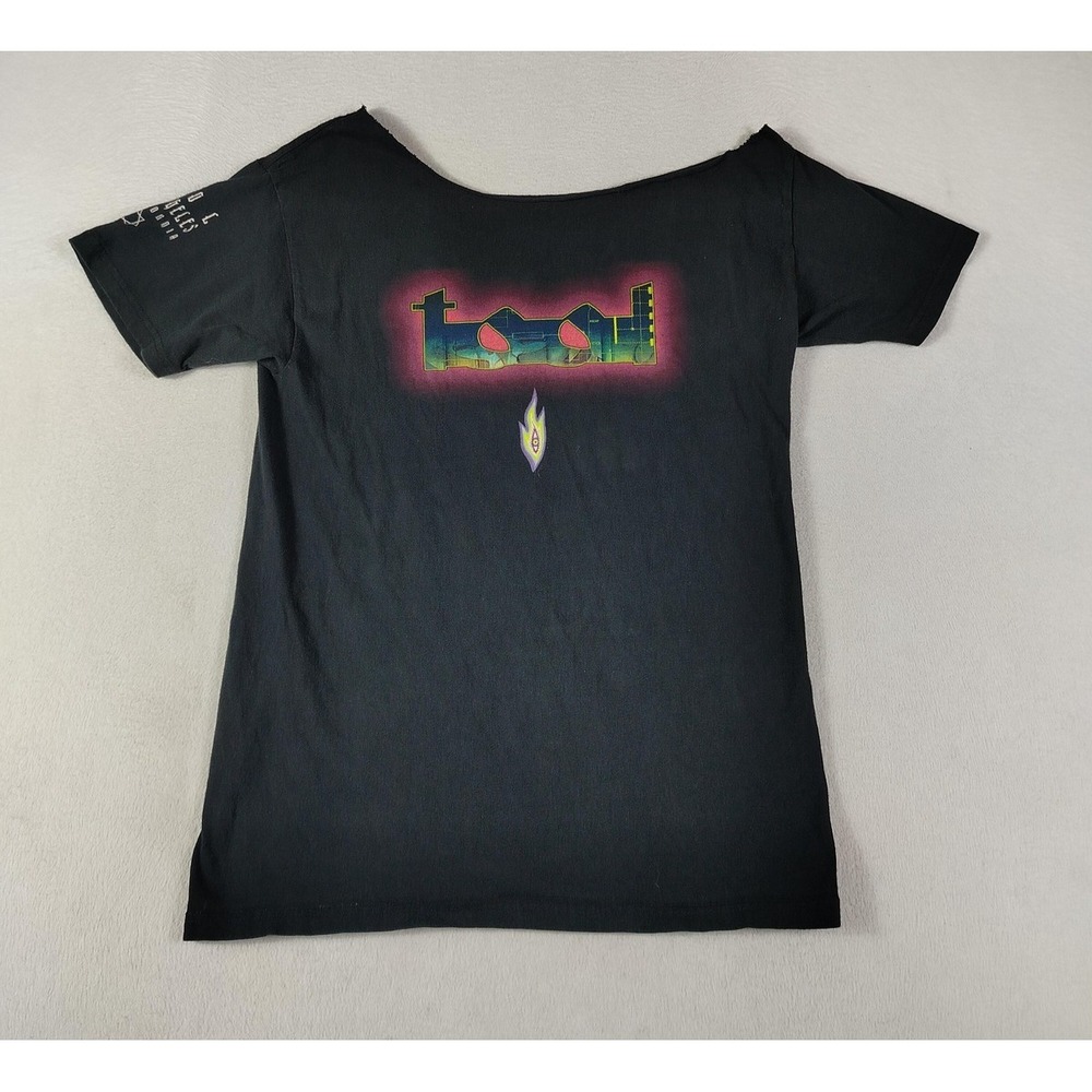 Vintage Tool Shirt Womens Small Black‎ Y2K Boat Neck Cutout Graphic Band Tee